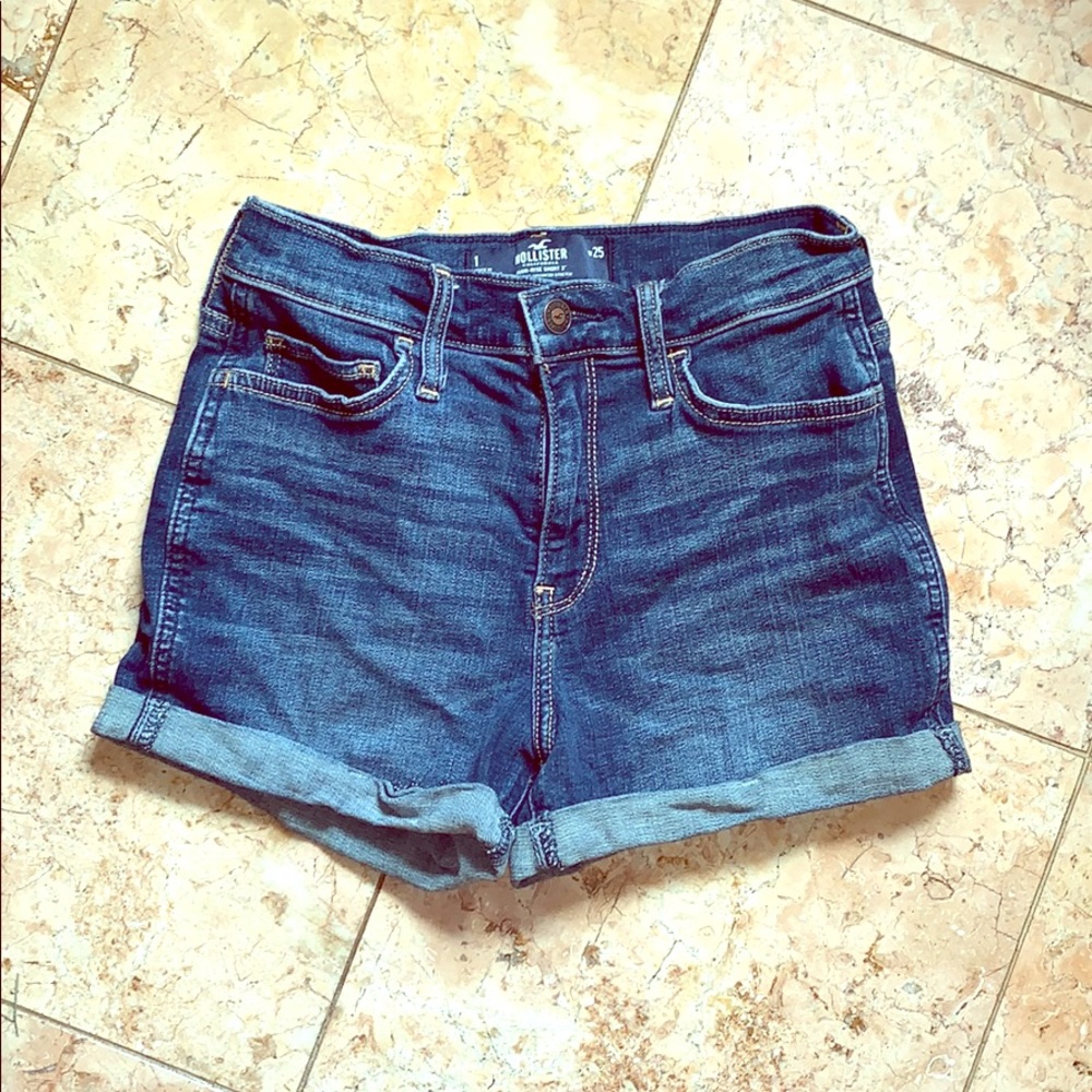 Hollister High Rise Dark Washed cuffed shorts